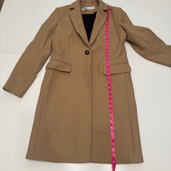 Zara wool blend tan camel long coat size small - Picture 13 of 16